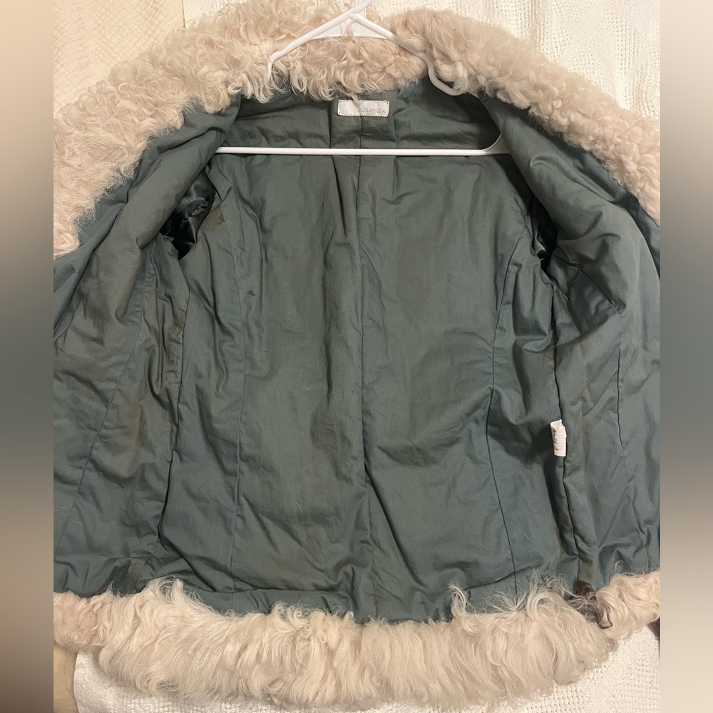 Vintage Genuine Leather Jacket w/ Shearling Fur Trim Penny Lane Made in Italy - Picture 5 of 7